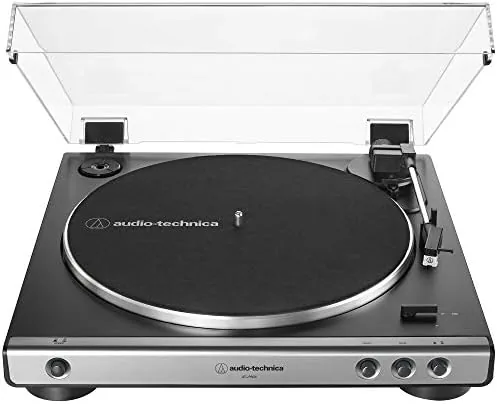 Another view of the Audio-Technica At-LP60X-BW Fully Automatic Belt-Drive Stereo Turntable, Hi-Fi, 2 Speed