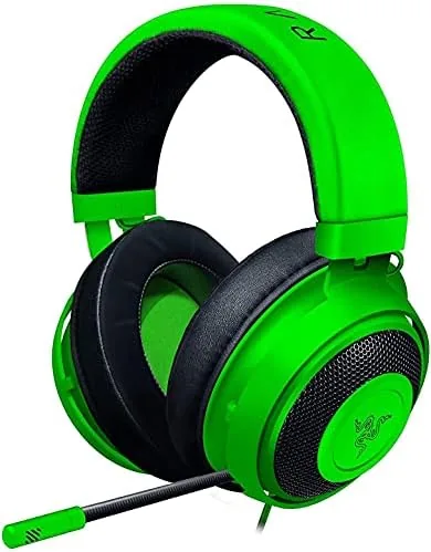 The Razer Kraken headset in its classic green finish on a desk