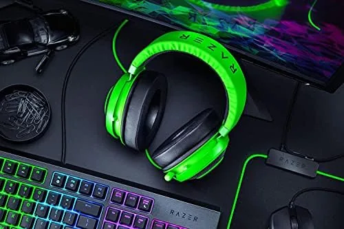 The Razer Kraken next to a wireless gaming headset of a similar class