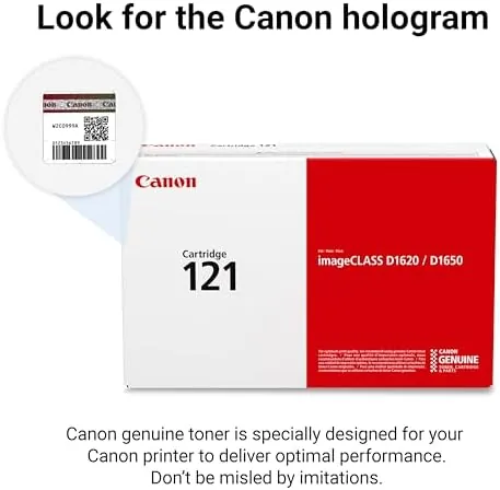 Another view of the Canon Genuine 121 Black Toner Cartridge Compatible with D1650, D1620