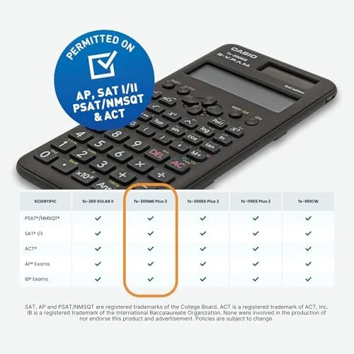 Another view of the Casio fx-300MS Plus 2nd Ed Scientific Calculator, 2-Line Display |