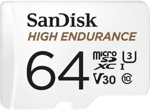 A home security camera recording with the High Endurance card installed