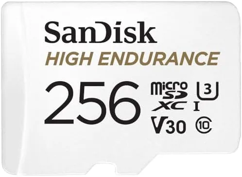 The SanDisk High Endurance microSD card packaging with the adapter