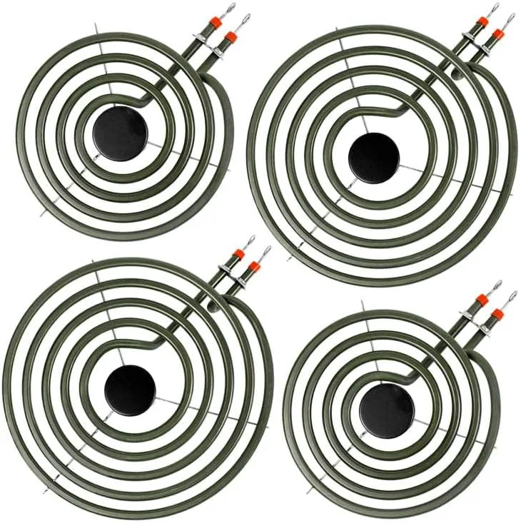 The four S-Union burner elements laid out with the two sizes visible
