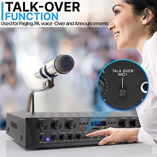 The Pyle Bluetooth Home Audio Amplifier - 6 Channel Stereo Receiver in real use
