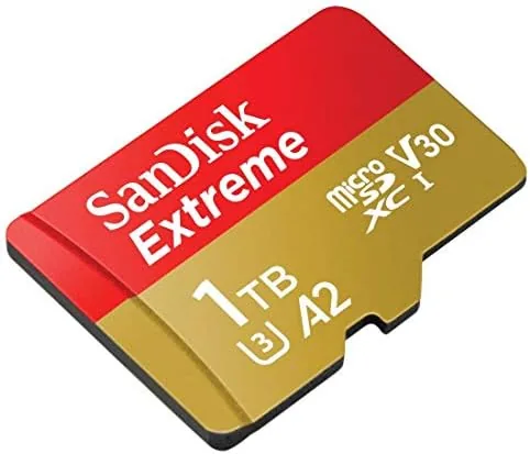 The SanDisk 1TB Extreme microSD card with its full size adapter