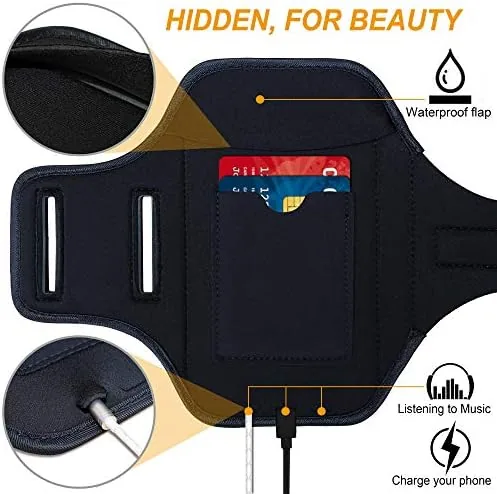 Armband compared with a waist belt on a workout bench