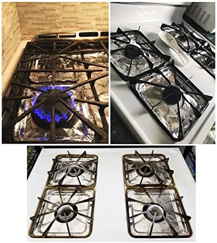The MOACOCK cover in place under a gas range burner grate