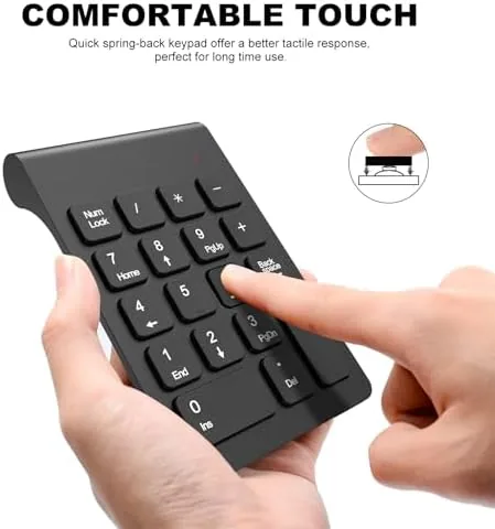 The TRELC Wireless Numeric Keypad, Mini 2.4G 18 Keys Number Pad in real use
