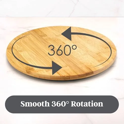 The bamboo turntable serving condiments on a dining table