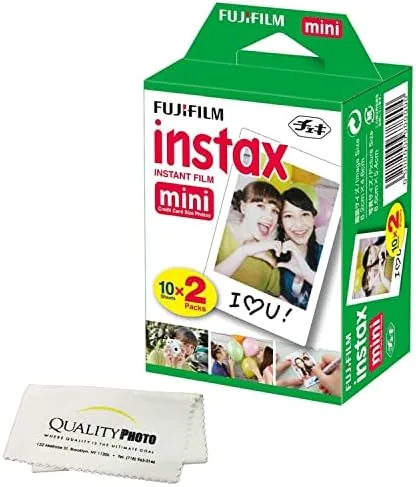 Unboxed INSTAX Mini film cartridge beside a Mini 11 camera