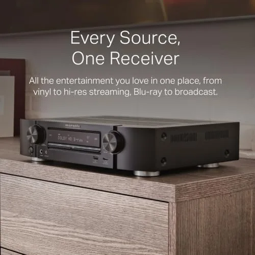Detail shot of the Marantz NR1510 UHD AV Receiver , Slim 5.2 Channel Home features