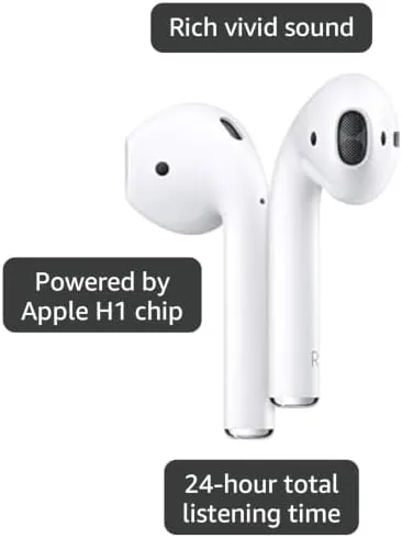 A person wearing AirPods while walking through a city street
