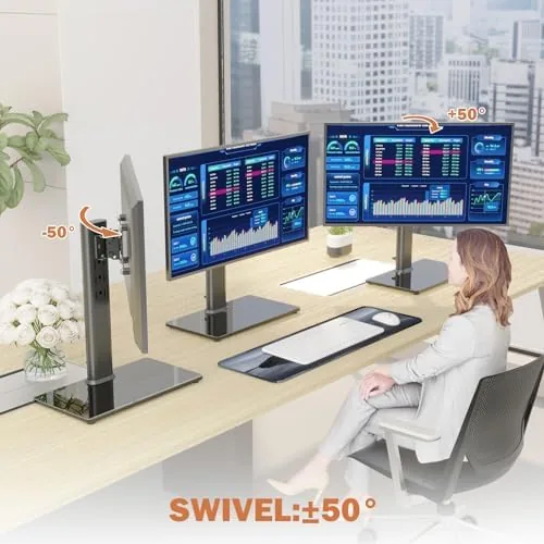 Detail shot of the Single LCD Computer Monitor Free-Standing Desk Stand Mount Riser for features