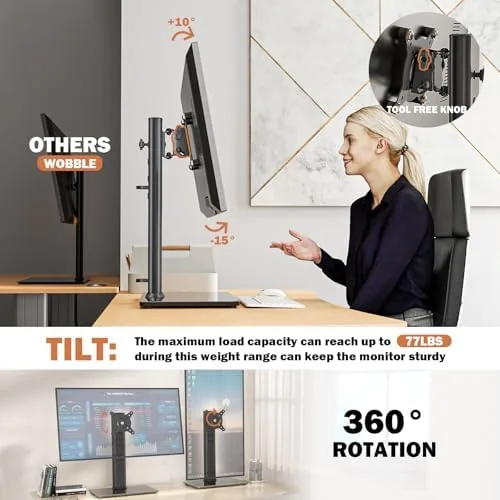 Another view of the Single LCD Computer Monitor Free-Standing Desk Stand Mount Riser for