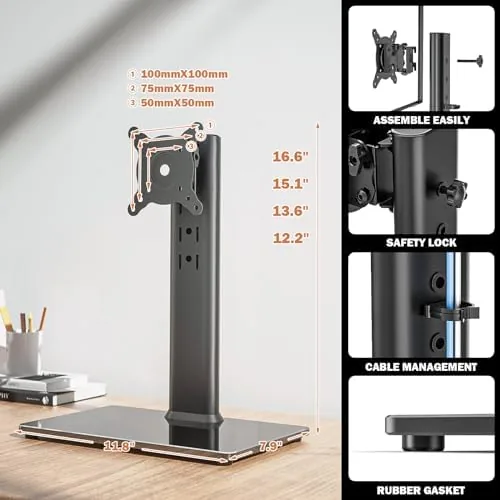 The Single LCD Computer Monitor Free-Standing Desk Stand Mount Riser for compared in context