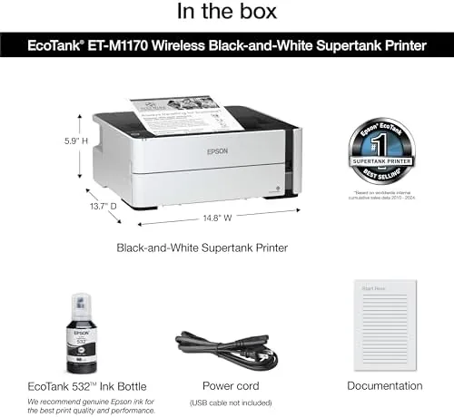 The Epson EcoTank ET-M1170 Wireless Monochrome Supertank Printer with Ethernet PLUS compared in context