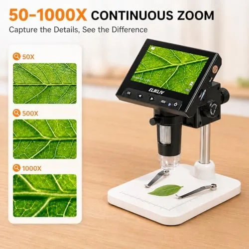Elikliv microscope connected to a laptop showing a live view