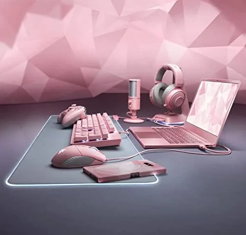 Close-up of the Chroma RGB light strip on the edge of the mousepad