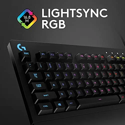 The Logitech G213 keyboard with the media controls highlighted