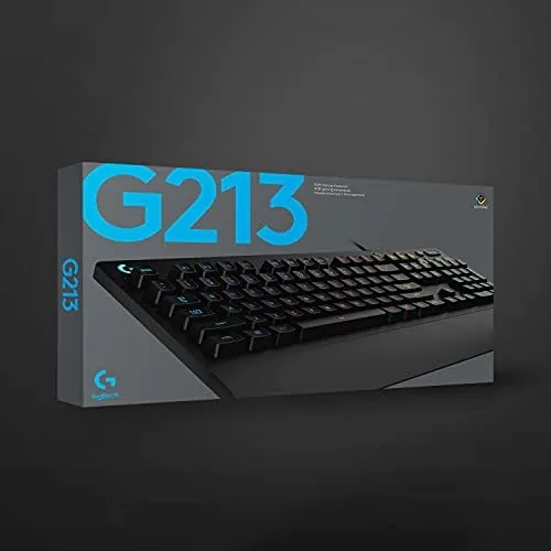 The Logitech G213 keyboard unboxing with the cable and board