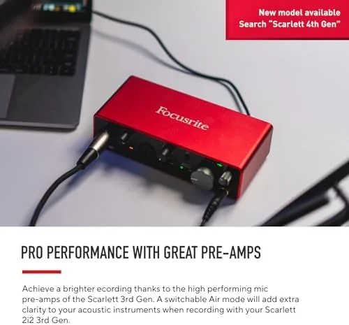 Two microphones connected to the front inputs of the Scarlett 2i2