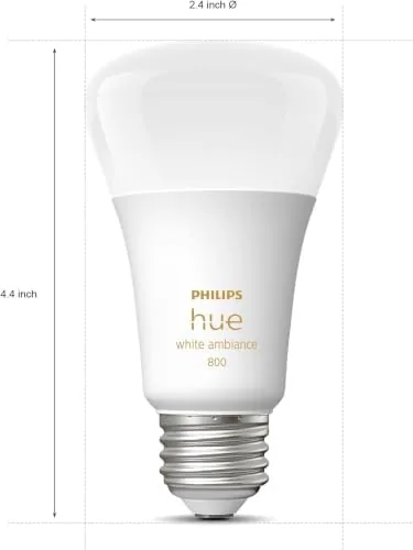 Detail shot of the Philips Hue Smart 60W A19 LED Bulb - White Ambiance features