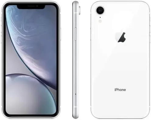 Back of the white iPhone XR showing the single camera lens