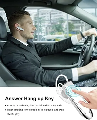 Another view of the [2 Pack] Bluetooth Earpiece V5.0 Wireless Handsfree Headset 24 Hrs