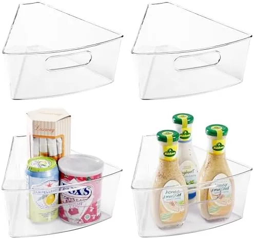 Four Oubonun wedge bins arranged in a circle on a lazy Susan