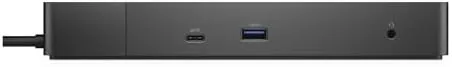 A compact USB-C hub next to the larger WD19 docking station