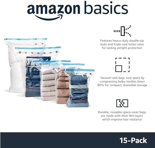 Close look at the Amazon Basics Vacuum Storage Bags for Clothes, Compression Space Saving build quality