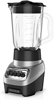 BLACK+DECKER PowerCrush blender on a kitchen counter with its glass jar