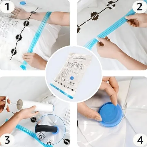 The Amazon Basics Vacuum Storage Bags with Hand Pump for Travel in real use