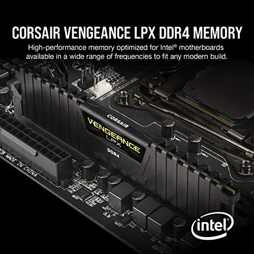 Close up of the Vengeance LPX heatsink and label with timings