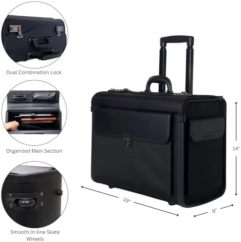 The Alpine Swiss Rolling 17" Laptop Briefcase on Wheels Attache Lawyers in real use