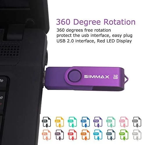 The SIMMAX 32GB Memory Stick USB 2.0 Flash Drives Swivel Thumb in real use