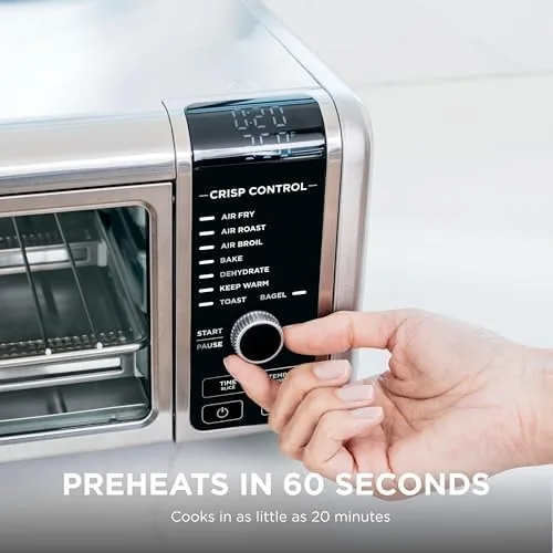 The Ninja SP101 next to a basket style air fryer for comparison