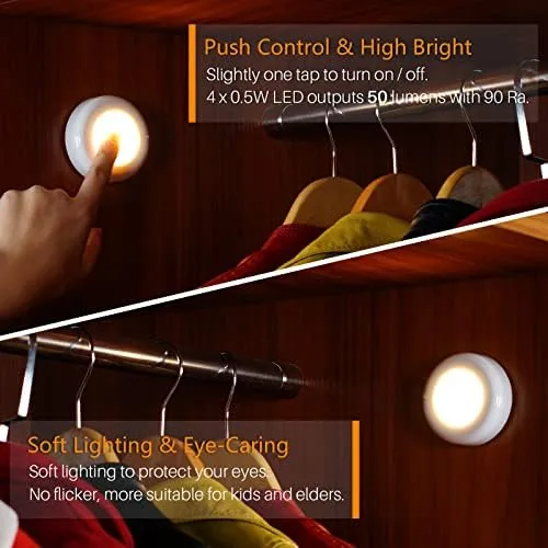 Close look at the STAR-SPANGLED 2.8" LED Puck Lights Under Cabinet AAA Battery, 5 build quality