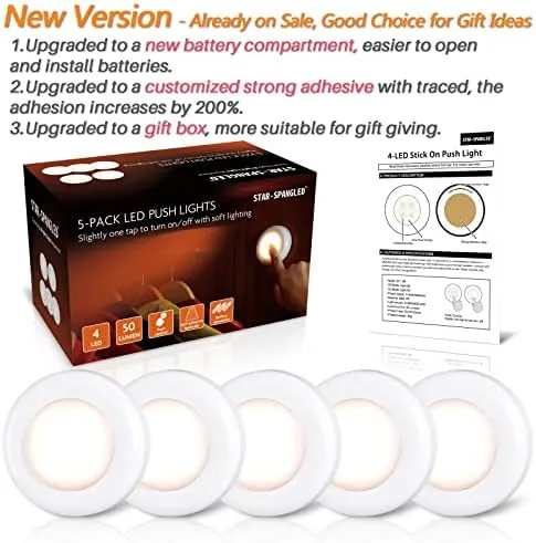 The STAR-SPANGLED 2.8" LED Puck Lights Under Cabinet AAA Battery, 5 compared in context
