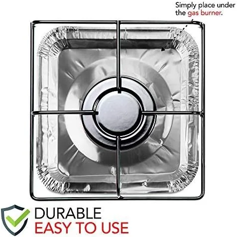 Comparison of a foil liner, a roll of foil, and a silicone burner cover