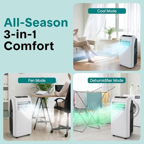 The SereneLife Portable Air Conditioner 12,000 BTU with Built-in Dehumidifier in real use