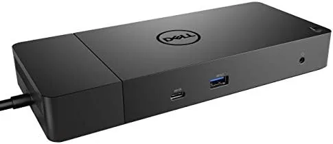 Dell WD19 130W docking station on a desk with a laptop connected