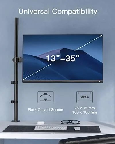 Close look at the HUANUO Single Monitor Arm with 39 inch Extra-Tall Pole, Adjustable build quality