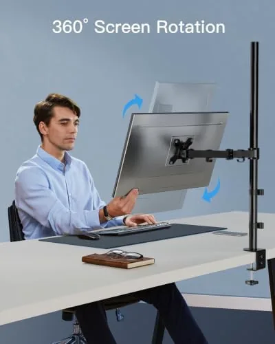 The HUANUO Single Monitor Arm with 39 inch Extra-Tall Pole, Adjustable in real use