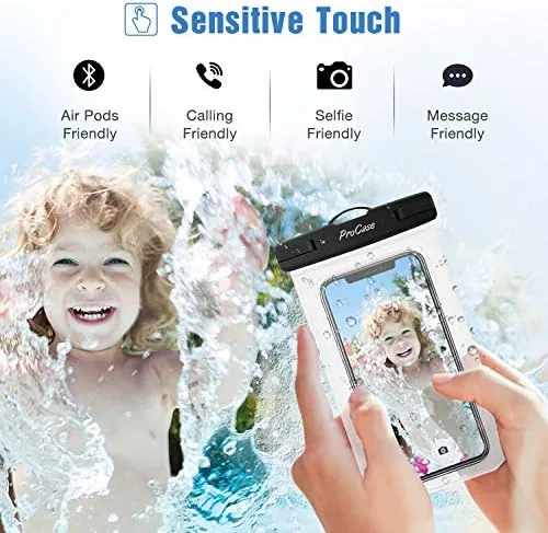 The ProCase 6 Pack Waterproof Phone Pouch Dry Bag Underwater Case in real use
