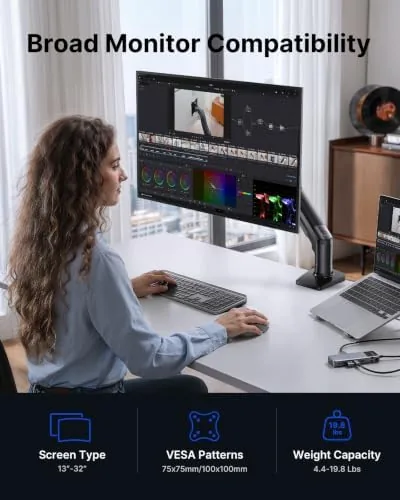 The HUANUO FlowLift™ Single Monitor Mount, 13 to 32 Inch Monitor in real use