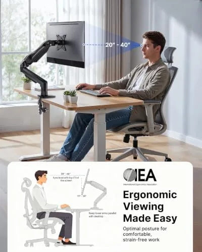 The HUANUO FlowLift™ Single Monitor Mount, 13 to 32 Inch Monitor compared in context