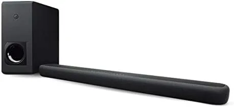 Yamaha YAS-209 sound bar sitting under a flat screen television