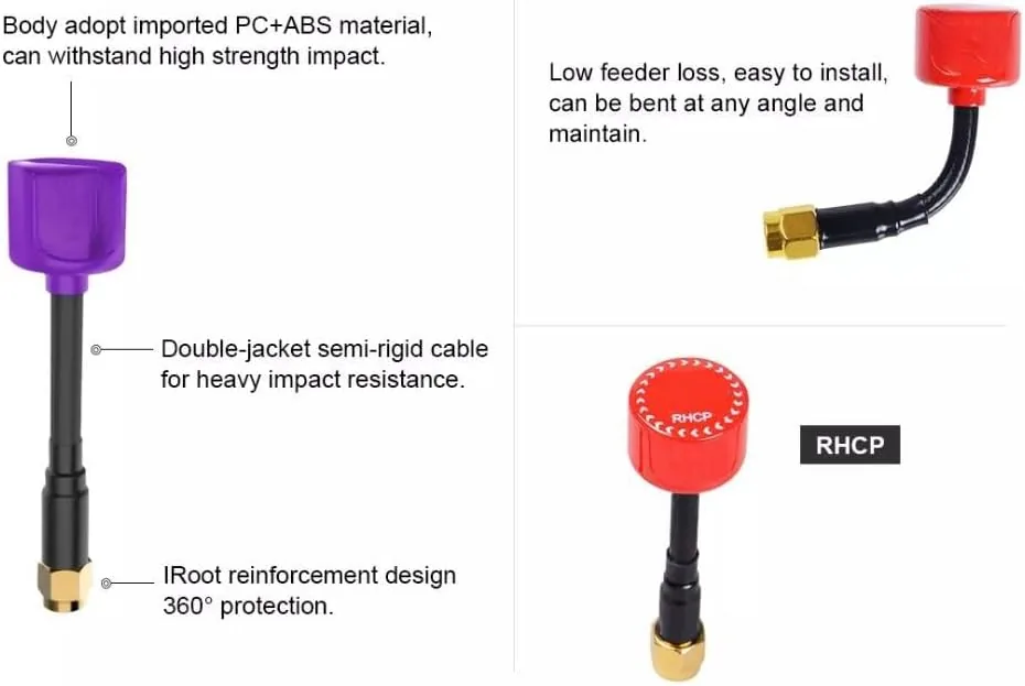 Close look at the 2pcs Lollipop 4 5.8G Omni RHCP SMA FPV Antenna for build quality
